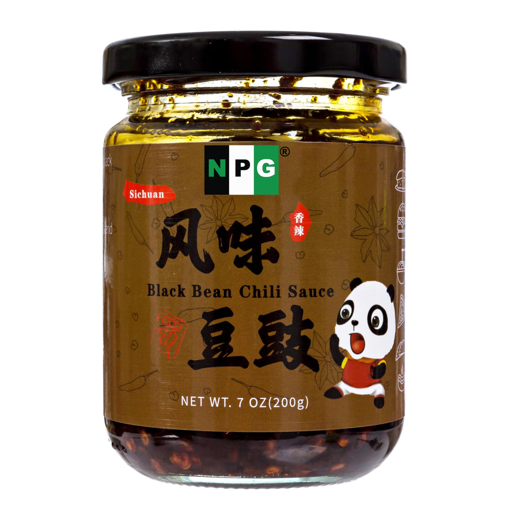 NPG authentic Sichuan black bean chili sauce jar ready to top dishes.
