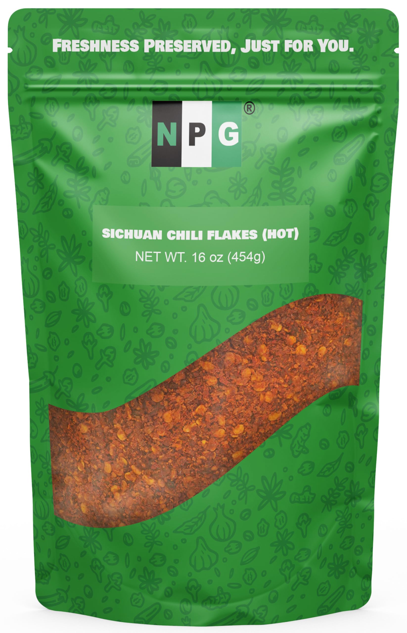 NPG Authentic Sichuan chili flakes jar shown for versatile spice in stir-fries and kimchi