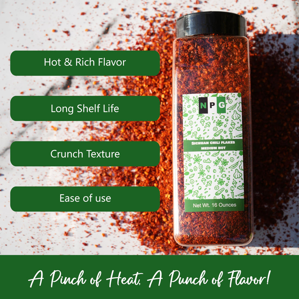 NPG Sichuan chili flakes in a sizzling stir-fry showcase versatile flavor