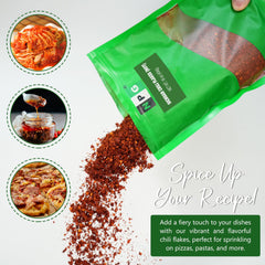 NPG hand-selected chili flakes packed in resealable bag for freshness