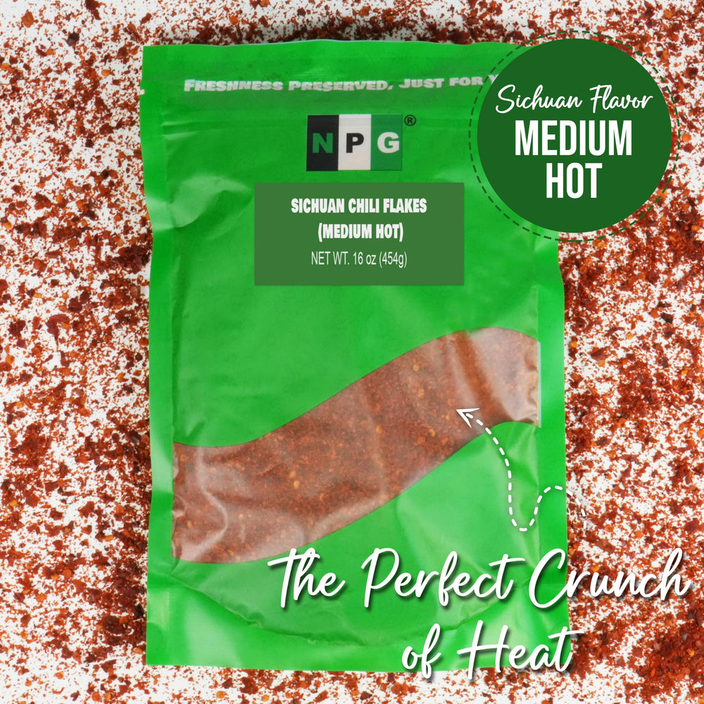 NPG chili flakes sprinkled over kimchi scenes emphasize authentic flavor.