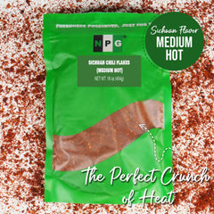 NPG chili flakes sprinkled over kimchi scenes emphasize authentic flavor.