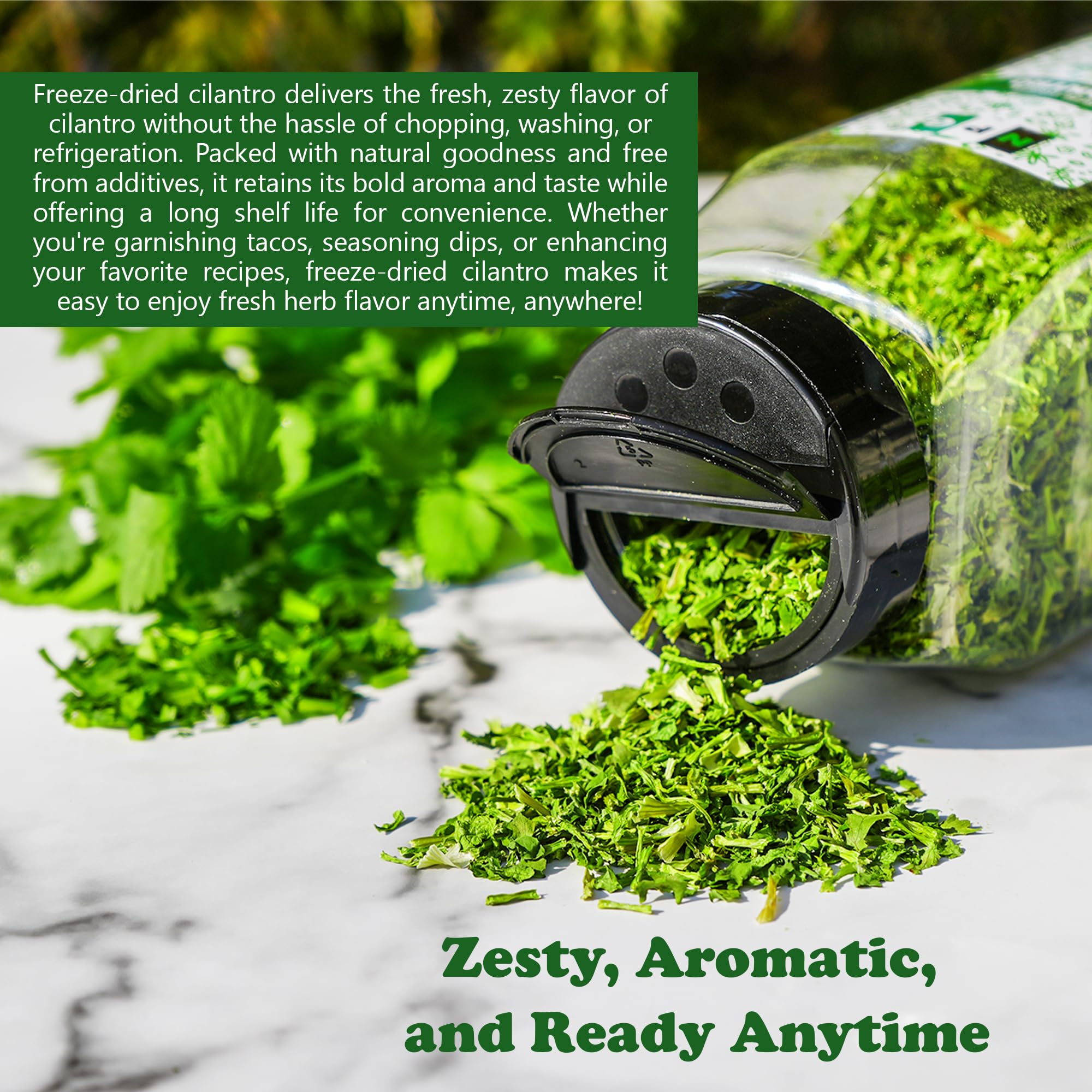 NPG cilantro leaves sprinkled over a dish for bright flavor.