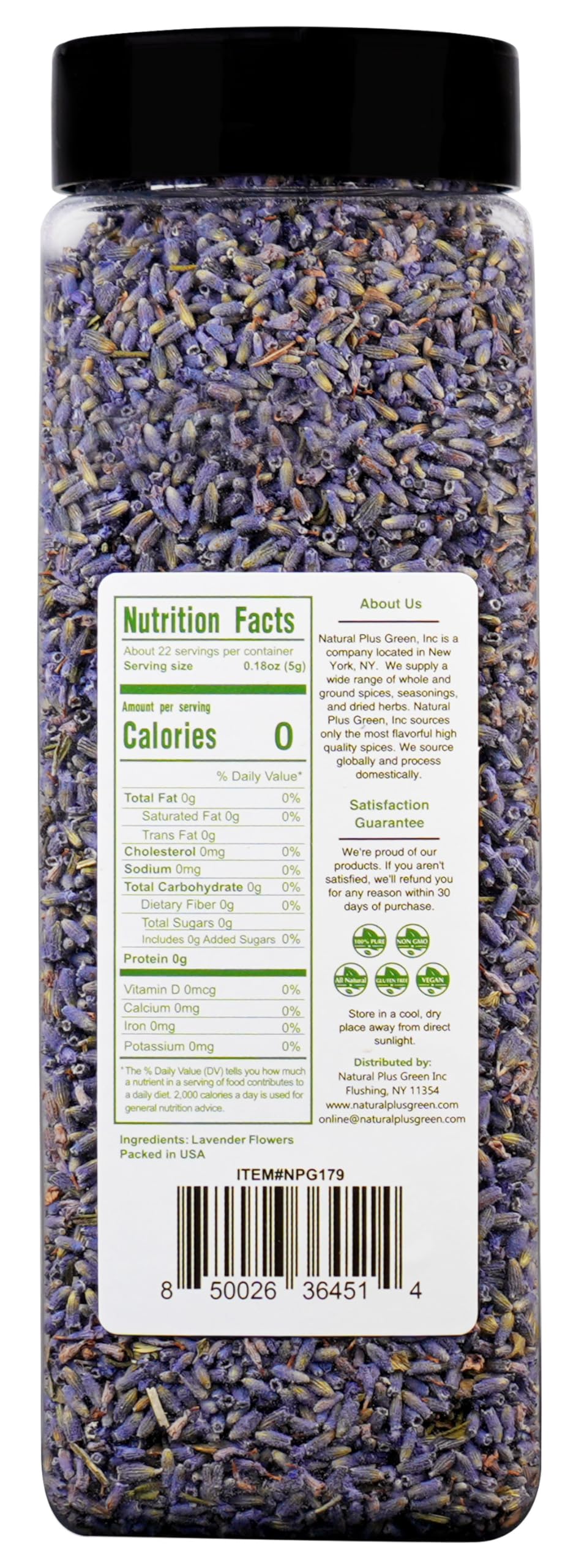 NPG culinary-grade lavender buds for tea and desserts, with fresh floral notes.
