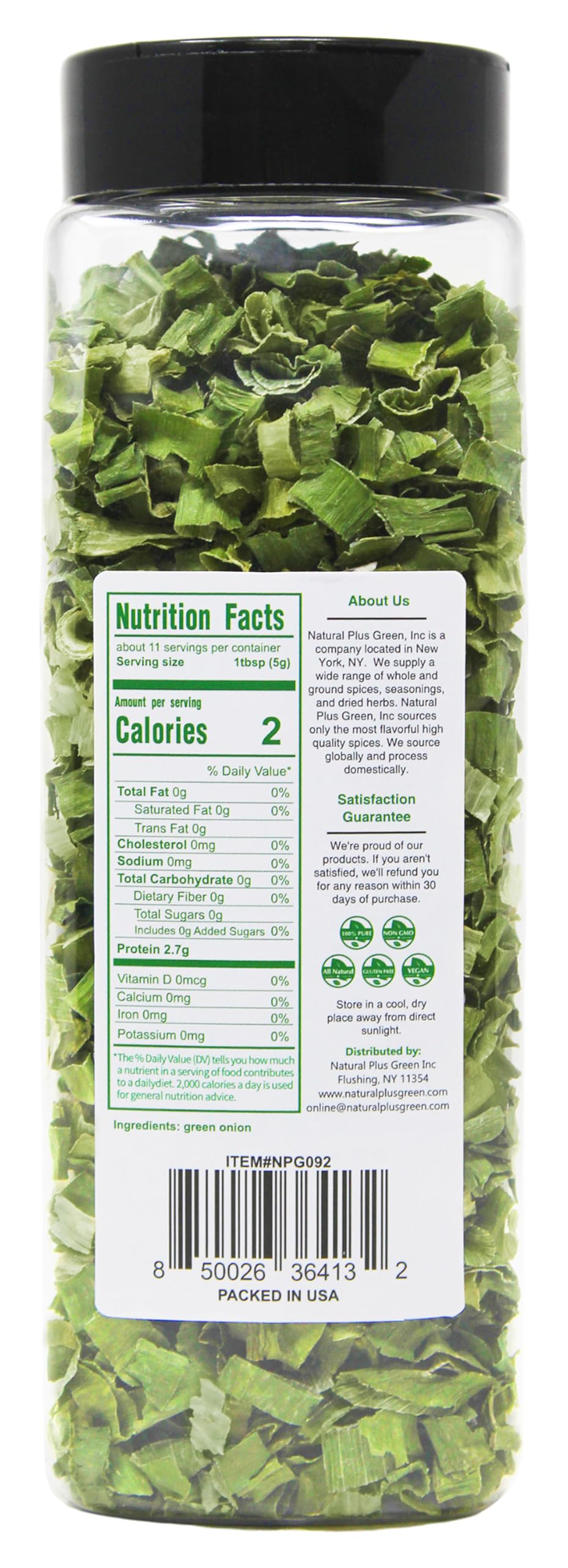 NPG Freeze Dried Green Onions shaker dispensing for effortless seasoning.