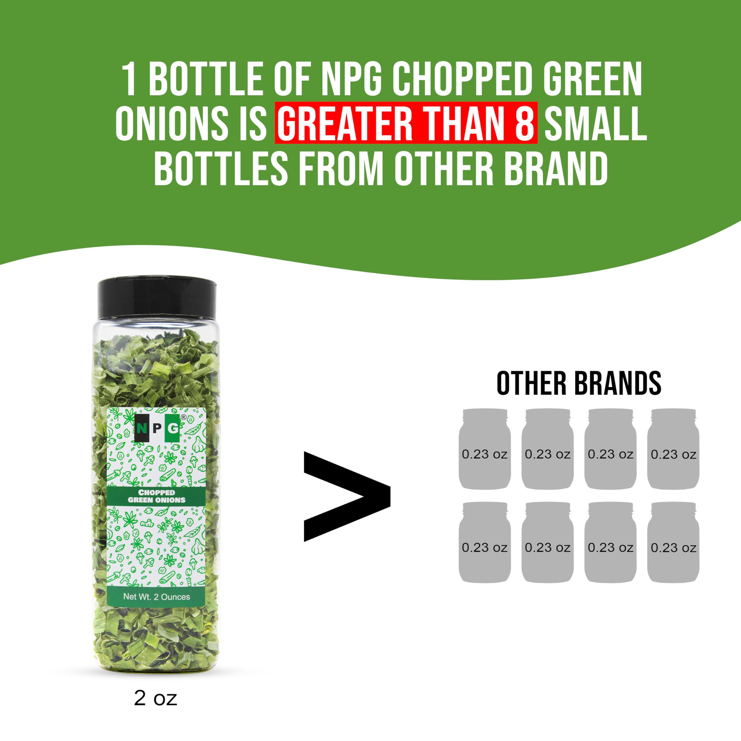 NPG green onions sprinkled on salad for bright, crunchy garnish.