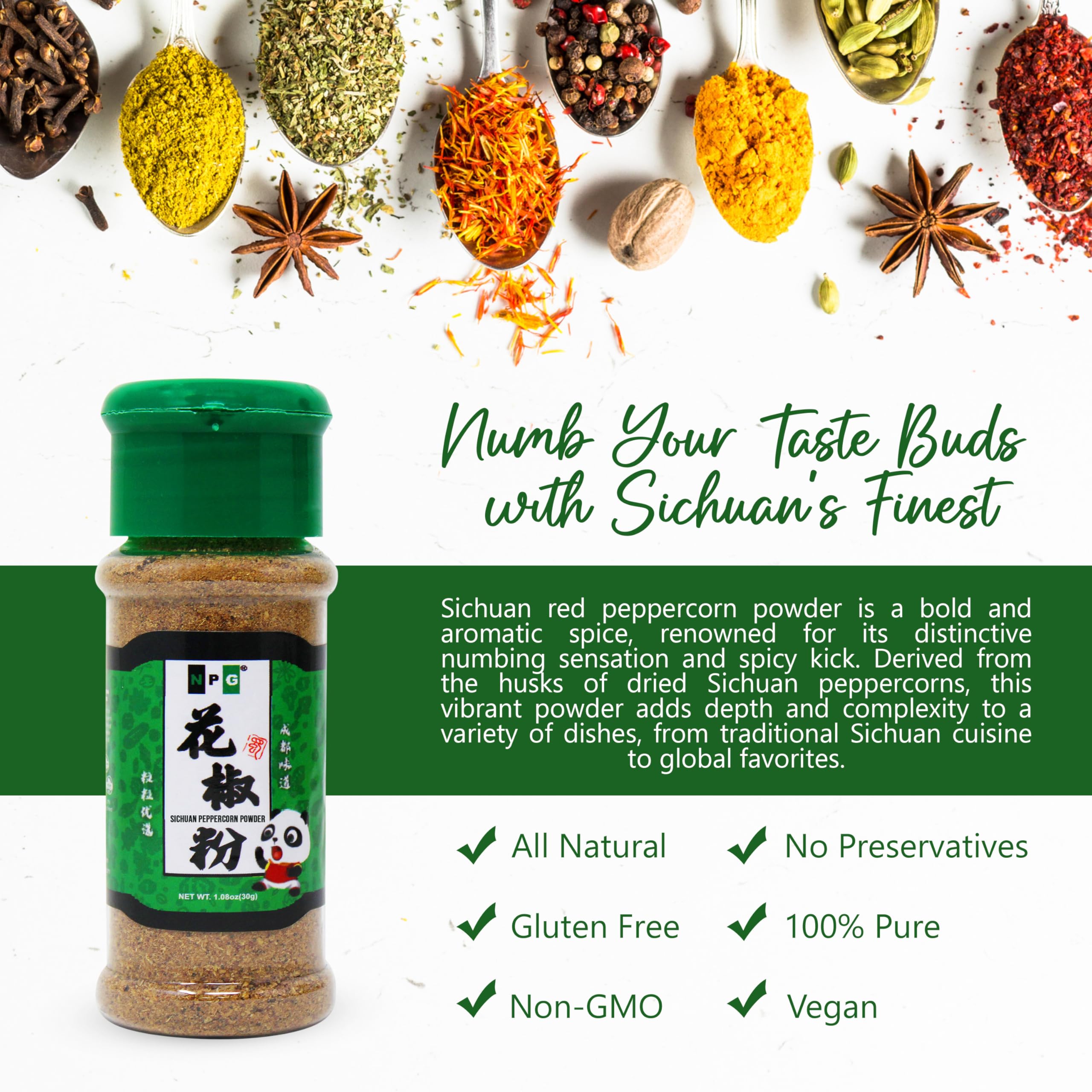NPG spice jar on kitchen counter signals ready-to-use flavor.