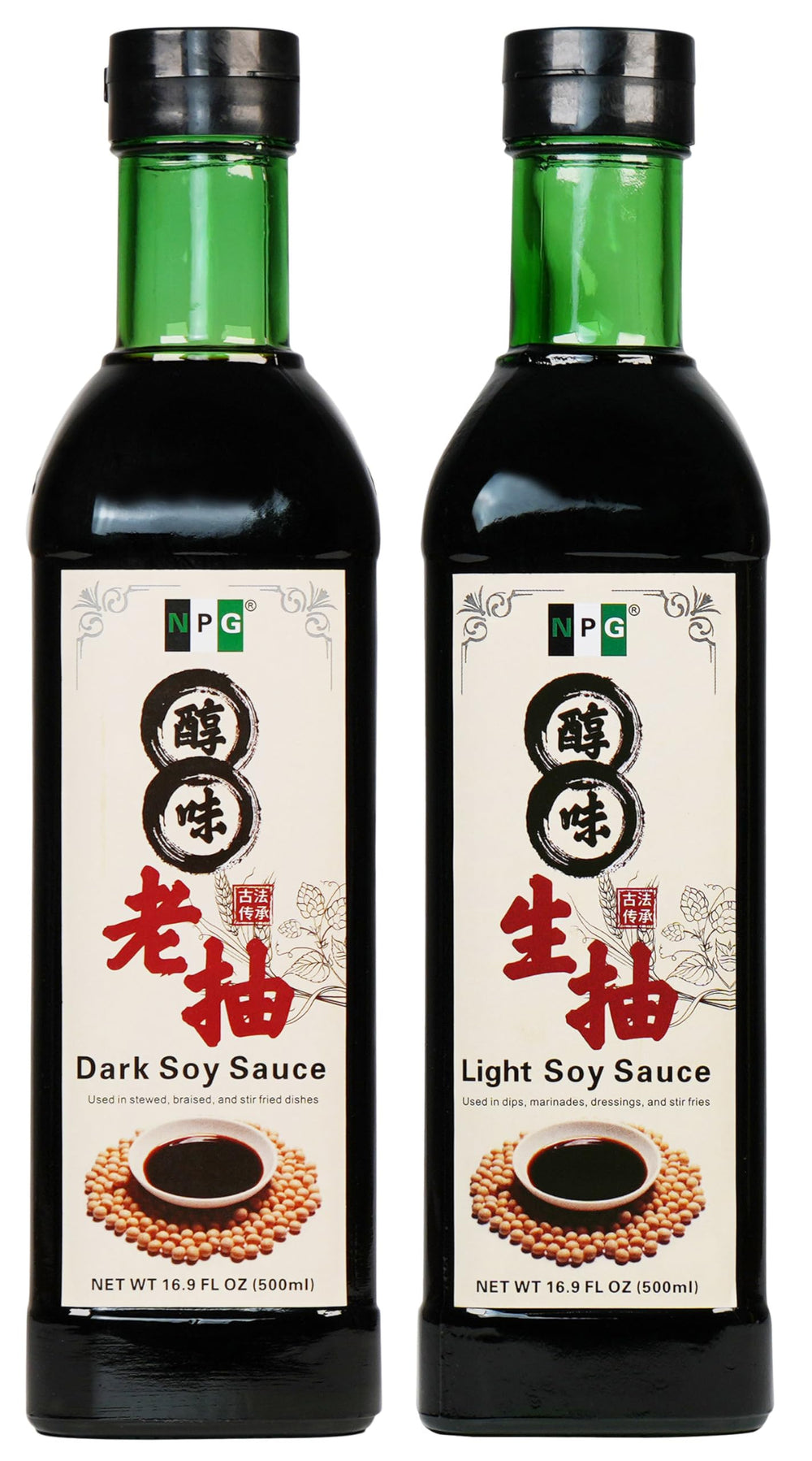 NPG Premium light soy sauce bottle pour for dipping noodles and dumplings.
