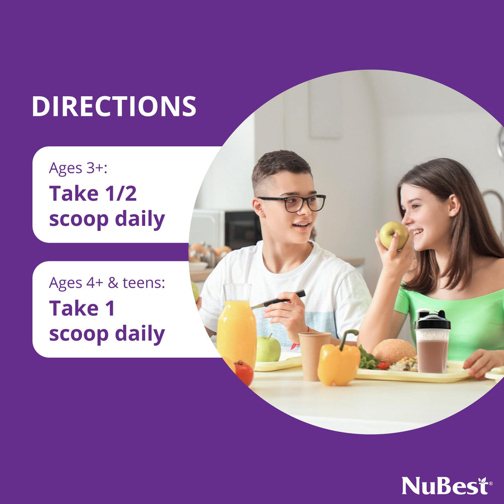 NuBest Tall Protein Powder includes D3 and K2 vitamins for calcium utilization.