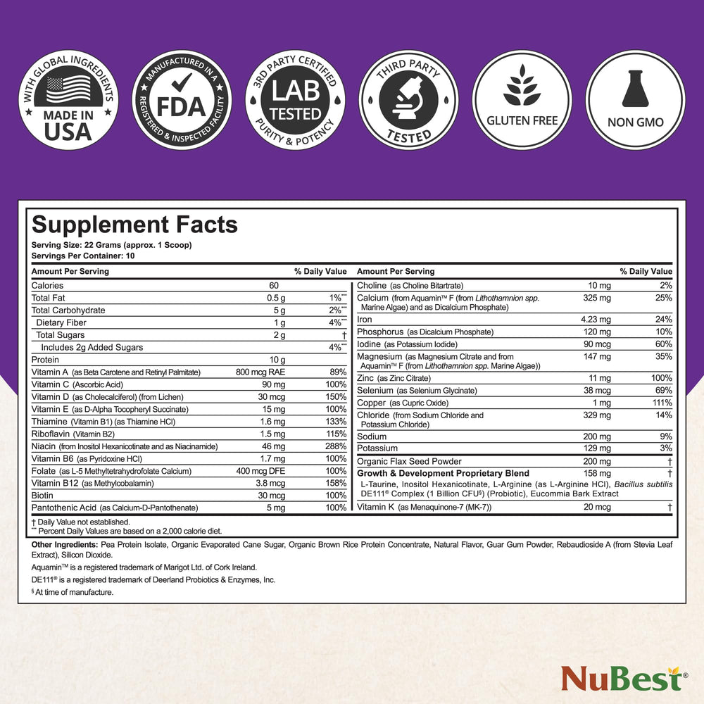 NuBest Tall Vanilla probiotic blend supports digestion during busy days.