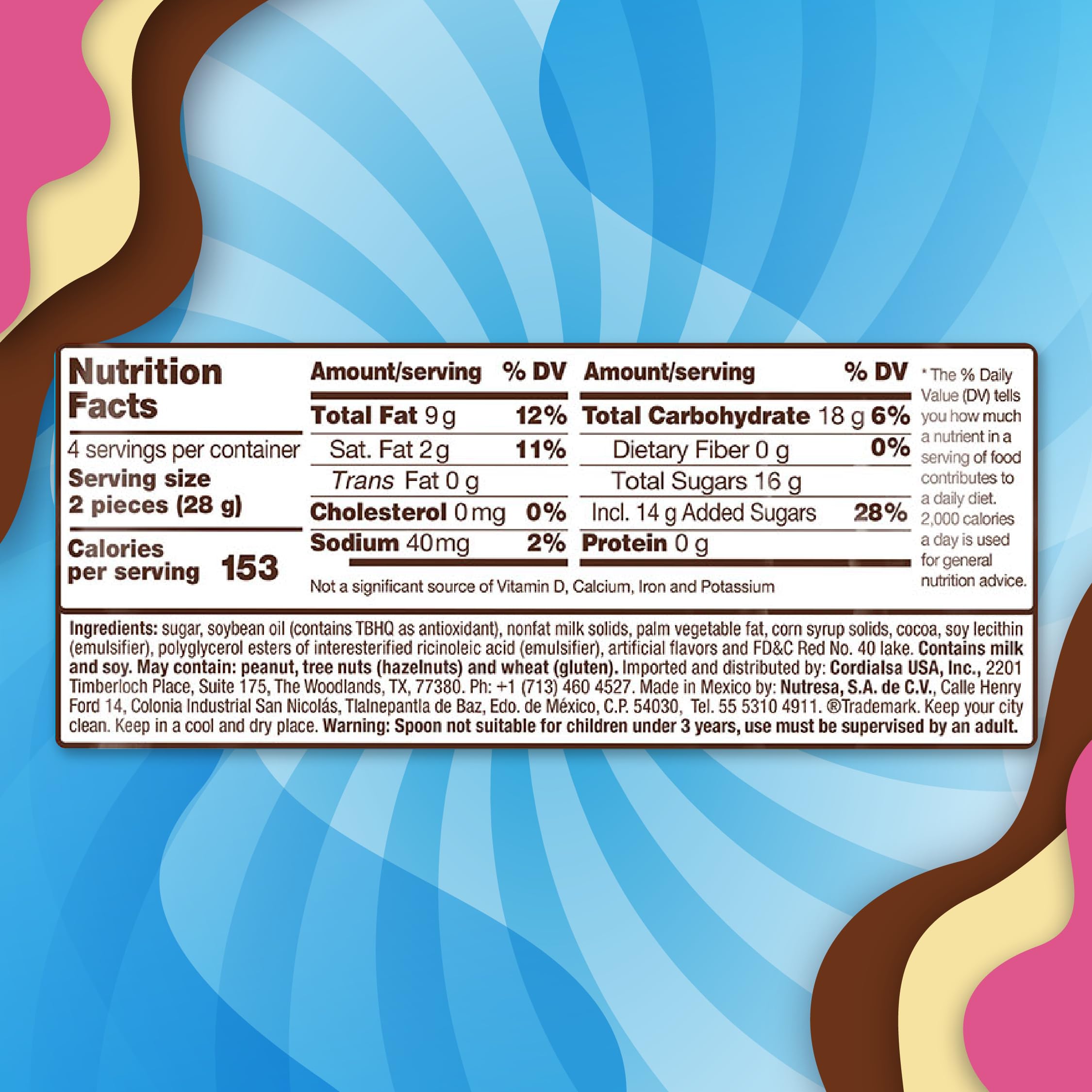 NUCITA Trisabor box of 16 pieces shown for convenient on-the-go snacking.