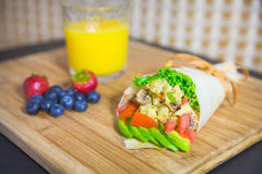 NUCO coconut wraps used to make a sandwich, convenient low-carb lunch.