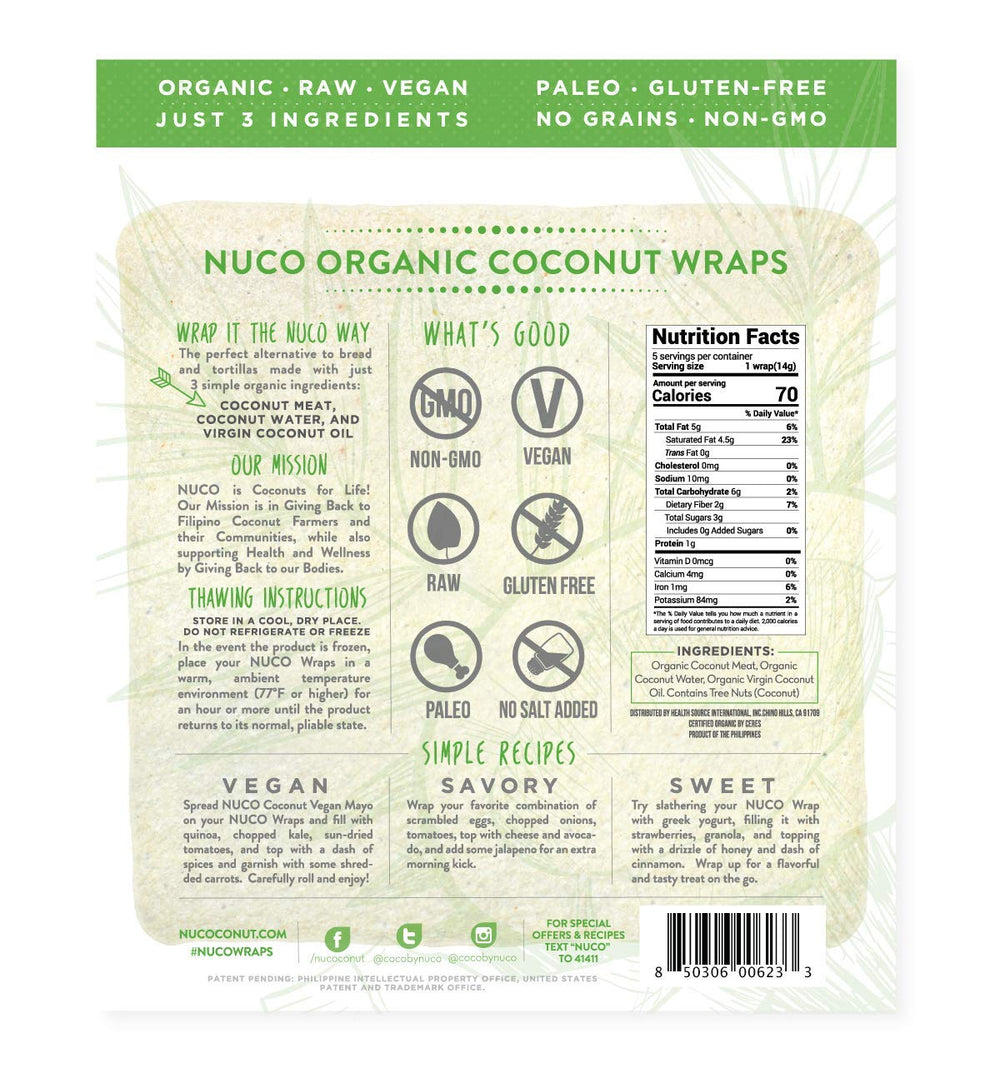 NUCO coconut wraps thawing to become flexible and ready to fill.