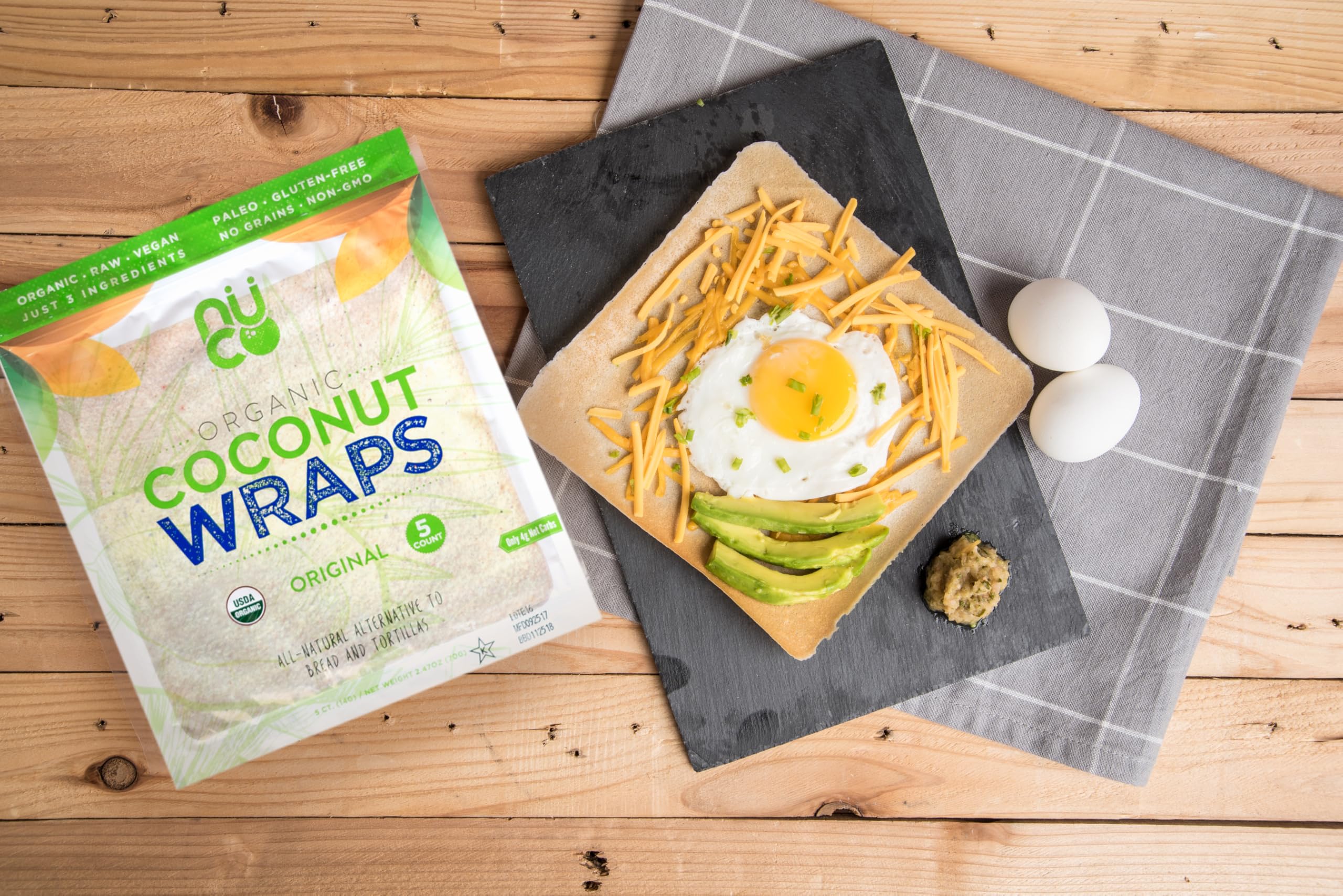 NUCO DUO coconut wrap in fresh package, perfect grab-and-go.