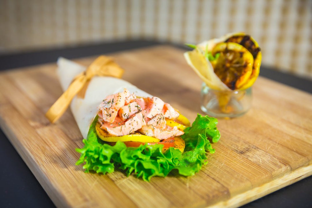 NUCO DUO coconut wrap wrapped with fillings, shelf-stable convenience.