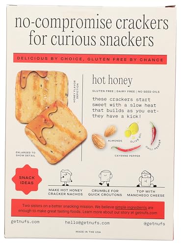 Nufs Crispy Hot Honey crackers drizzle shot, ideal for topping and dipping.