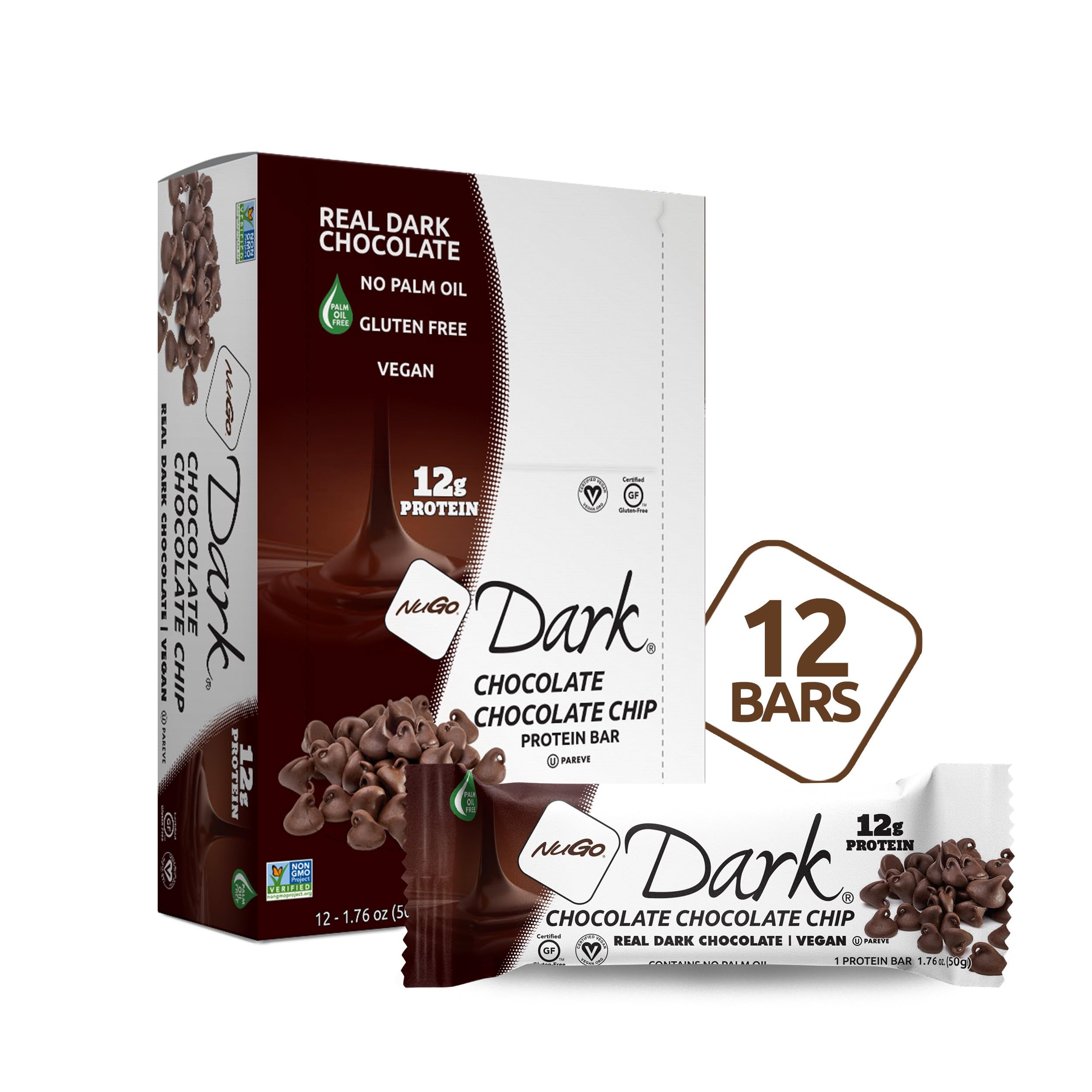 NuGo Dark Chocolate Chip bar, dipped in real chocolate, provides a satisfying flavor and protein boost.