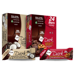 NuGo Dark Pretzel Sea Salt bar with real dark chocolate, gluten-free.
