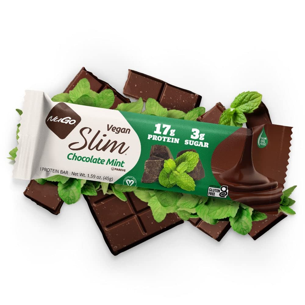 NuGo Slim Dark Chocolate Mint gym snack suitable for after-workout fueling