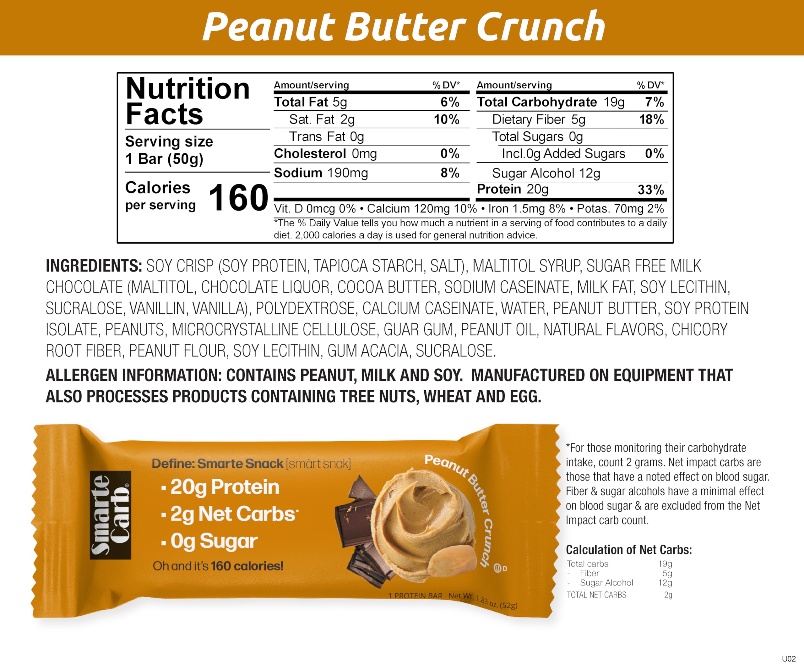 NuGo Smarte Carb Peanut Butter Crunch bar in hand for quick workout snack