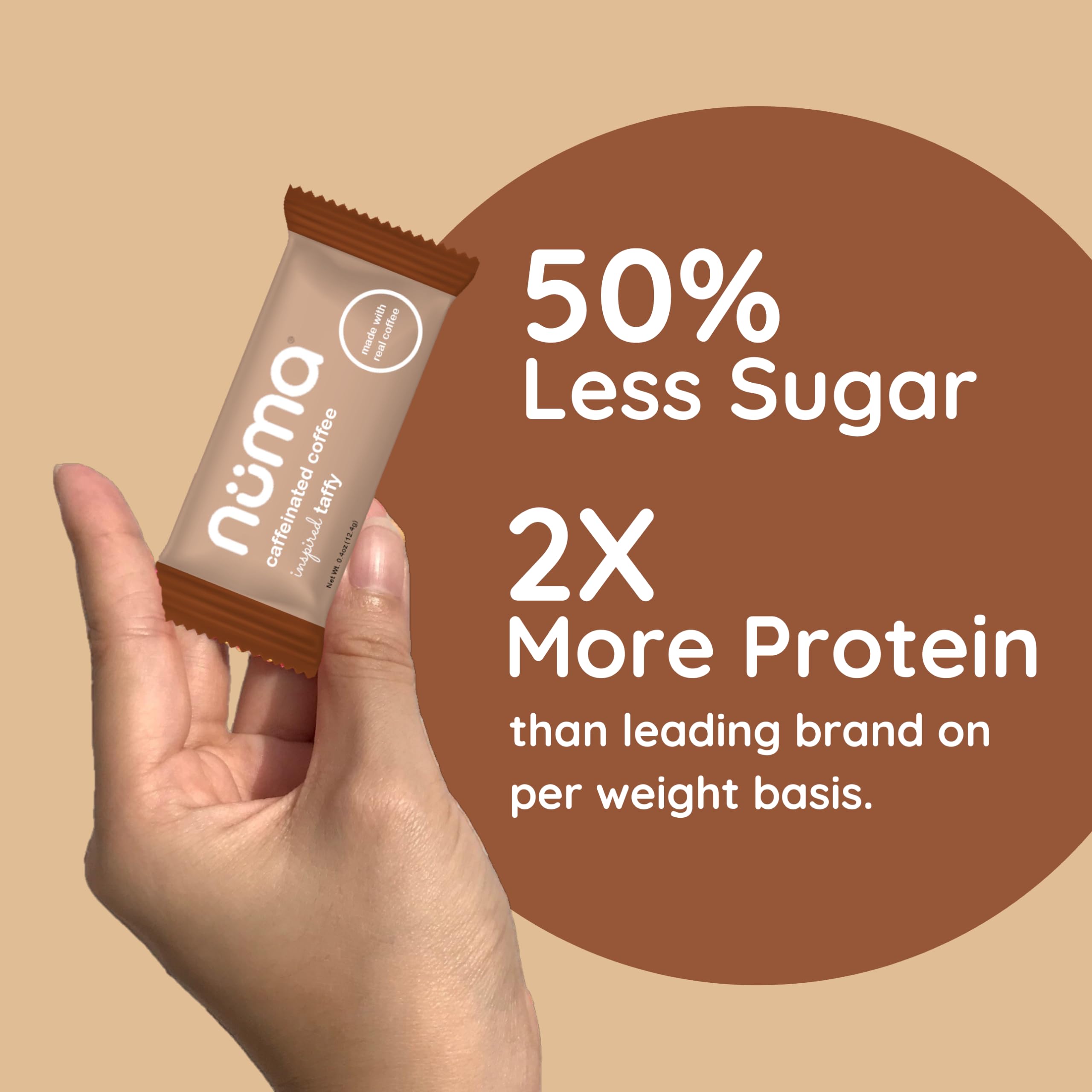Numa Coffee Chews info highlight caffeine and energy potential.
