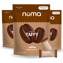 Numa Coffee Chews packaging shows convenient resealable pouch for on-the-go energy.