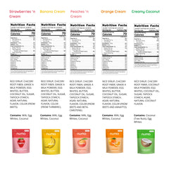 Numa Foods assortment flavors featuring Vanilla, Banana, Strawberry, Coconut, and Coffee varieties.