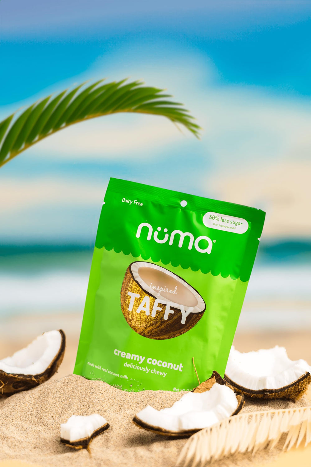 Numa Creamy Coconut Taffy travel snack scene for busy days.
