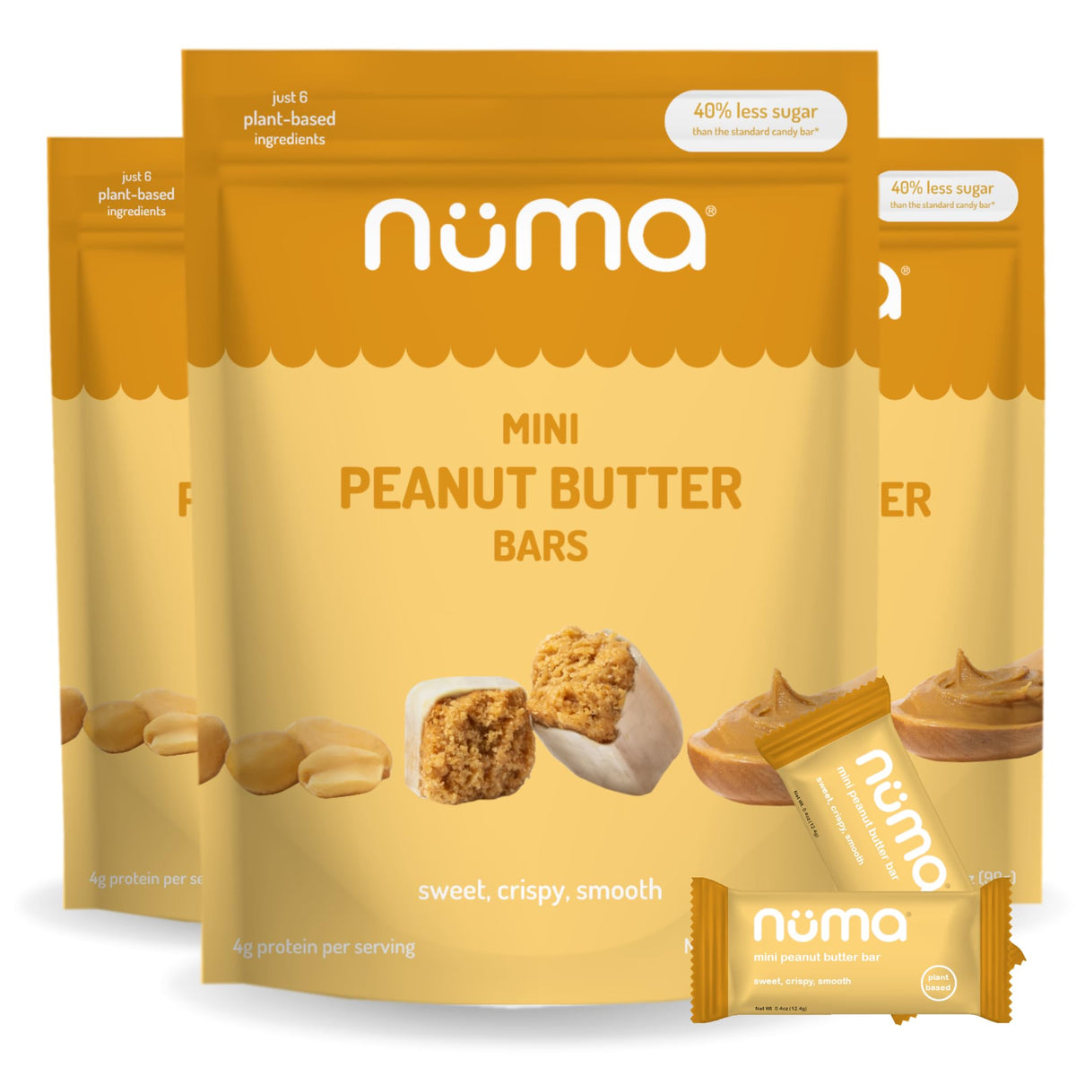 Numa mini peanut butter bars pack showing convenient single-serve snacks