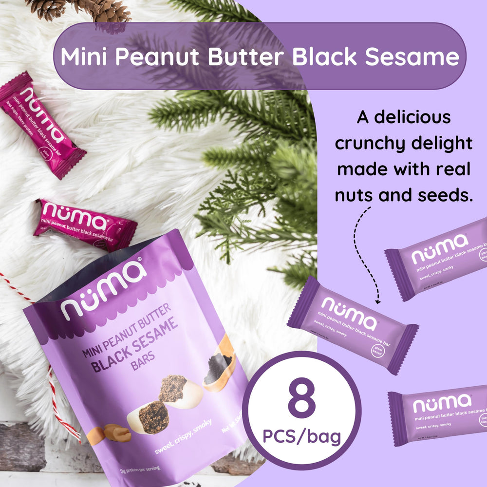 Numa mini PB bars wrapped individually, ideal for lunch boxes and gym bags.