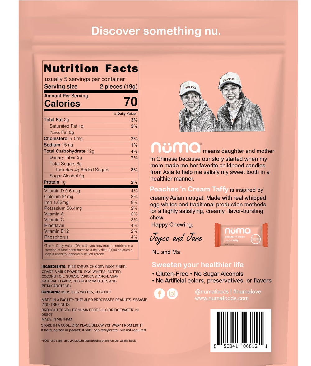 Numa Peaches 'n Cream ingredient list emphasizes simple, real ingredients for mindful indulgence.