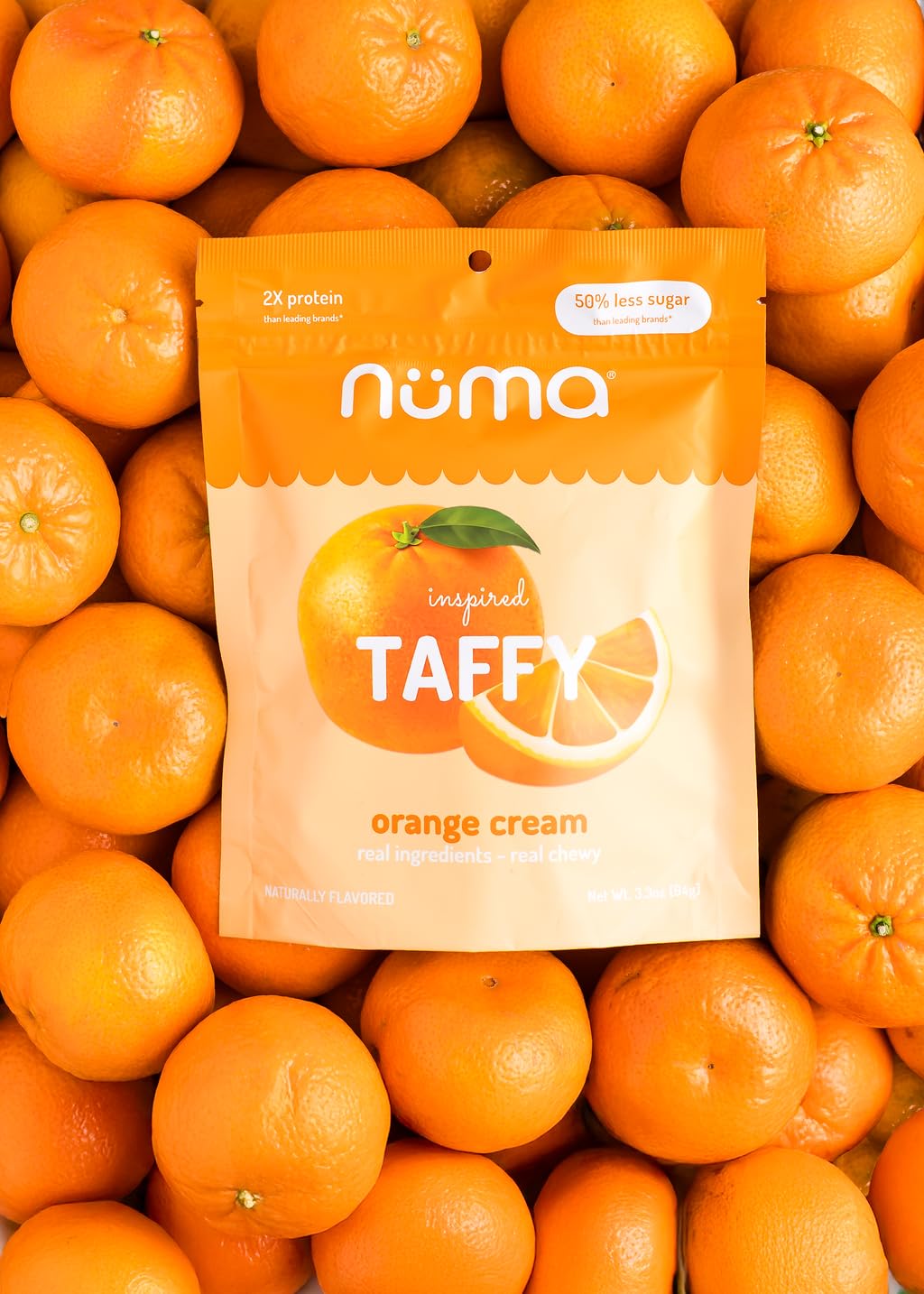Numa Taffy Orange Cream kids snack option with low sugar