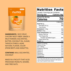 Numa Taffy Orange Cream packaging front displays branding and product benefits