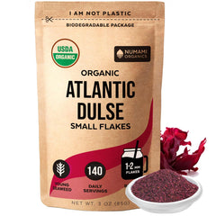 Numami Atlantic Dulse Flakes packaging in a biodegradable bag for easy daily use.