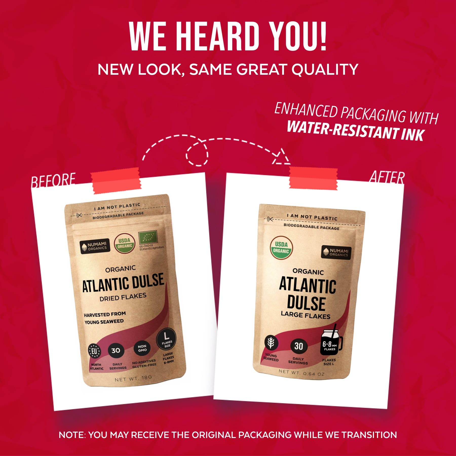 Numami organic certification label demonstrates trusted sourcing.
