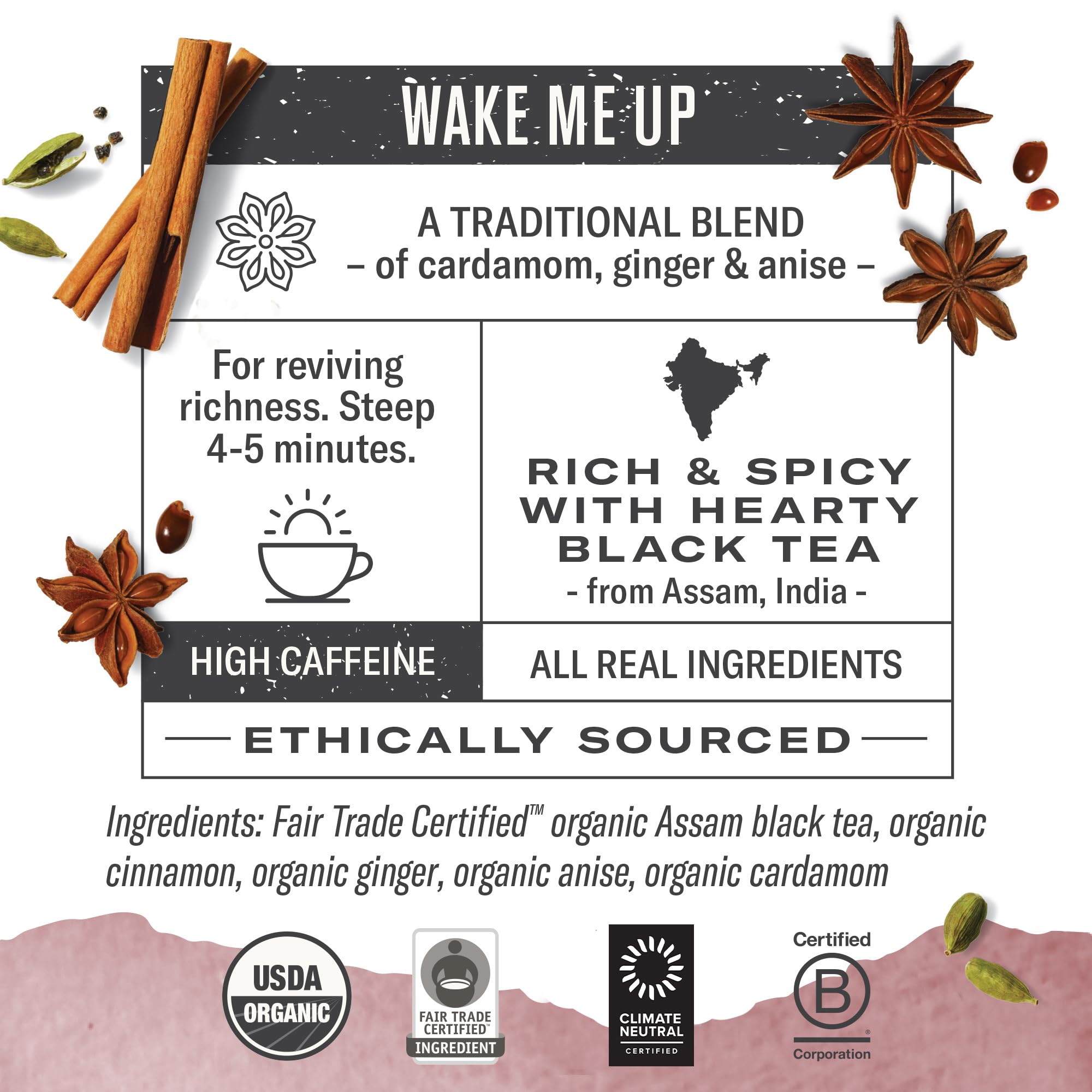 Numi Assam black tea base delivering bold flavor for breakfast