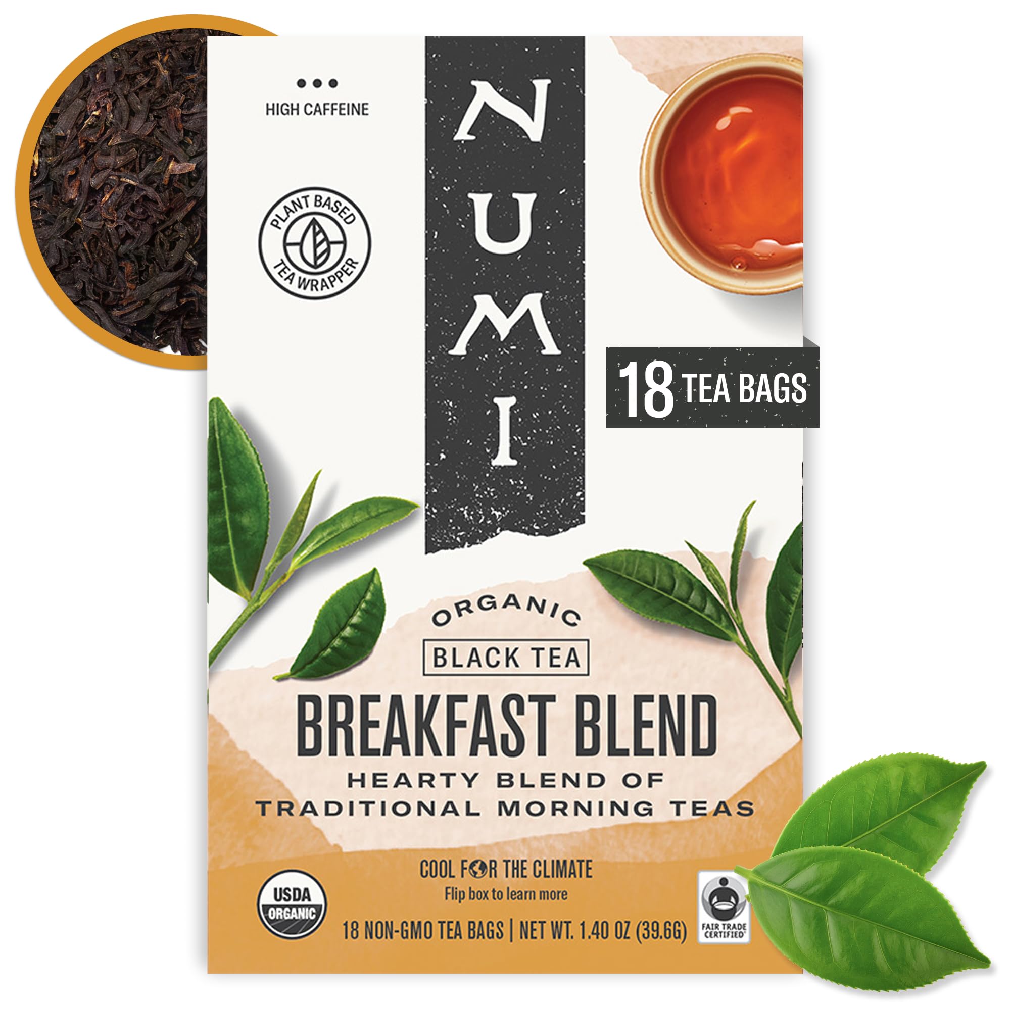 Numi Balance tea bags ready to steep for a caffeine-friendly morning