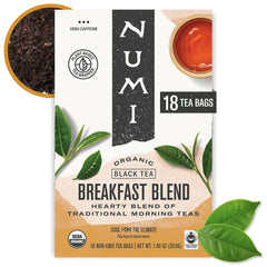 Numi Balance tea bags ready to steep for a caffeine-friendly morning
