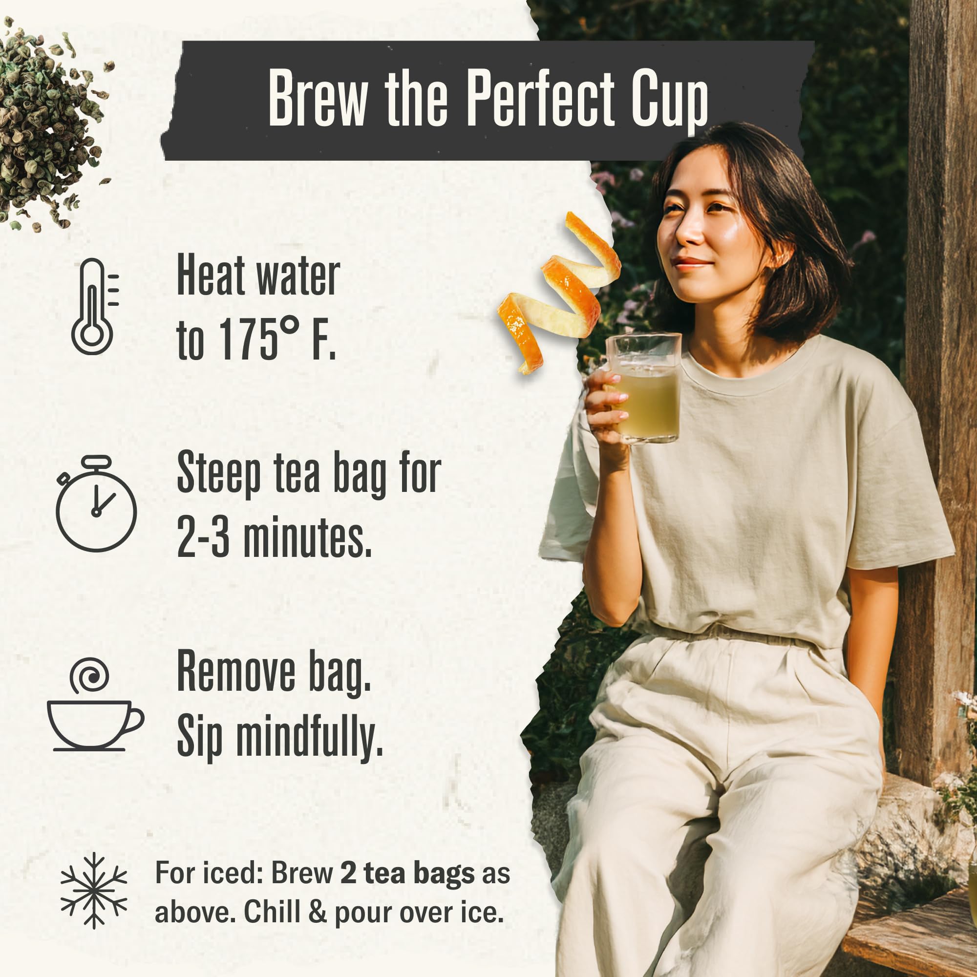 Numi brewed cup reveals bold, smoky notes and rich fragrance.