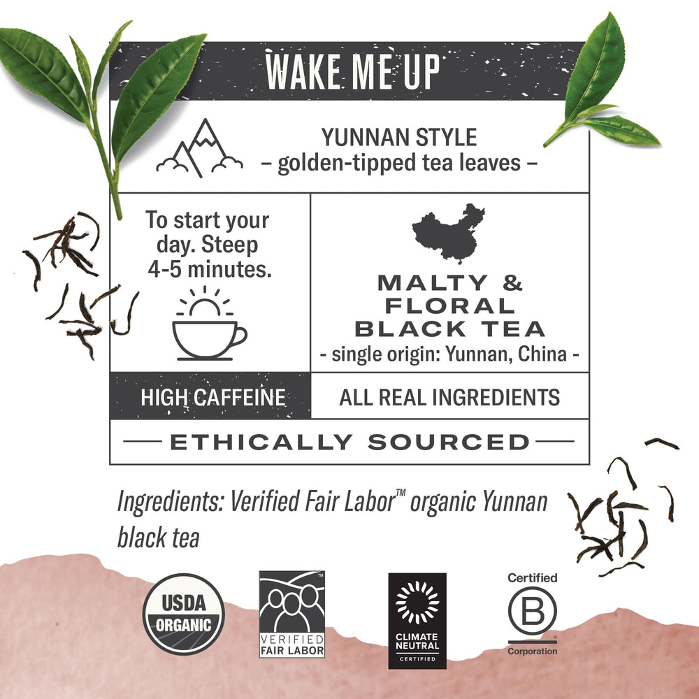 Numi Chinese Breakfast tea bags close-up showing premium leaves