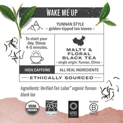 Numi Chinese Breakfast tea bags close-up showing premium leaves