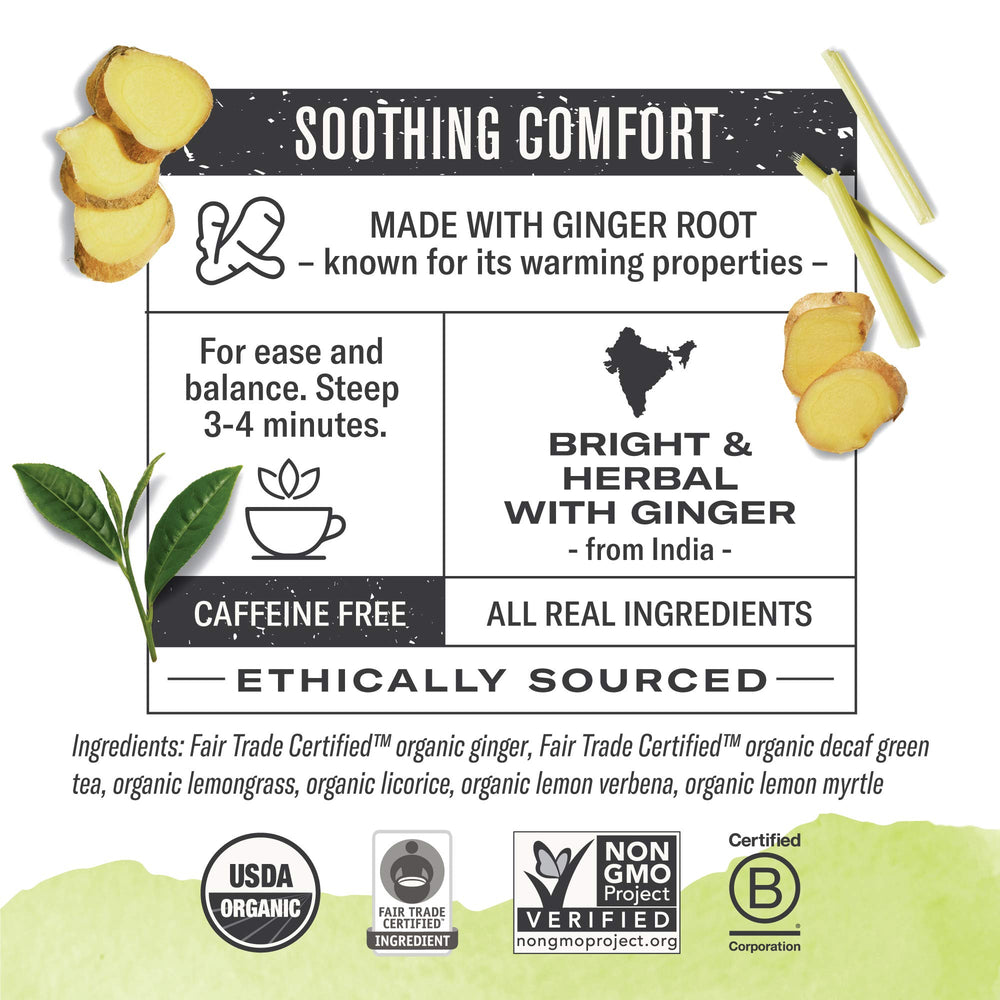 Numi Ginger Lemon Decaf Tea brew in a steaming cup invites relaxation