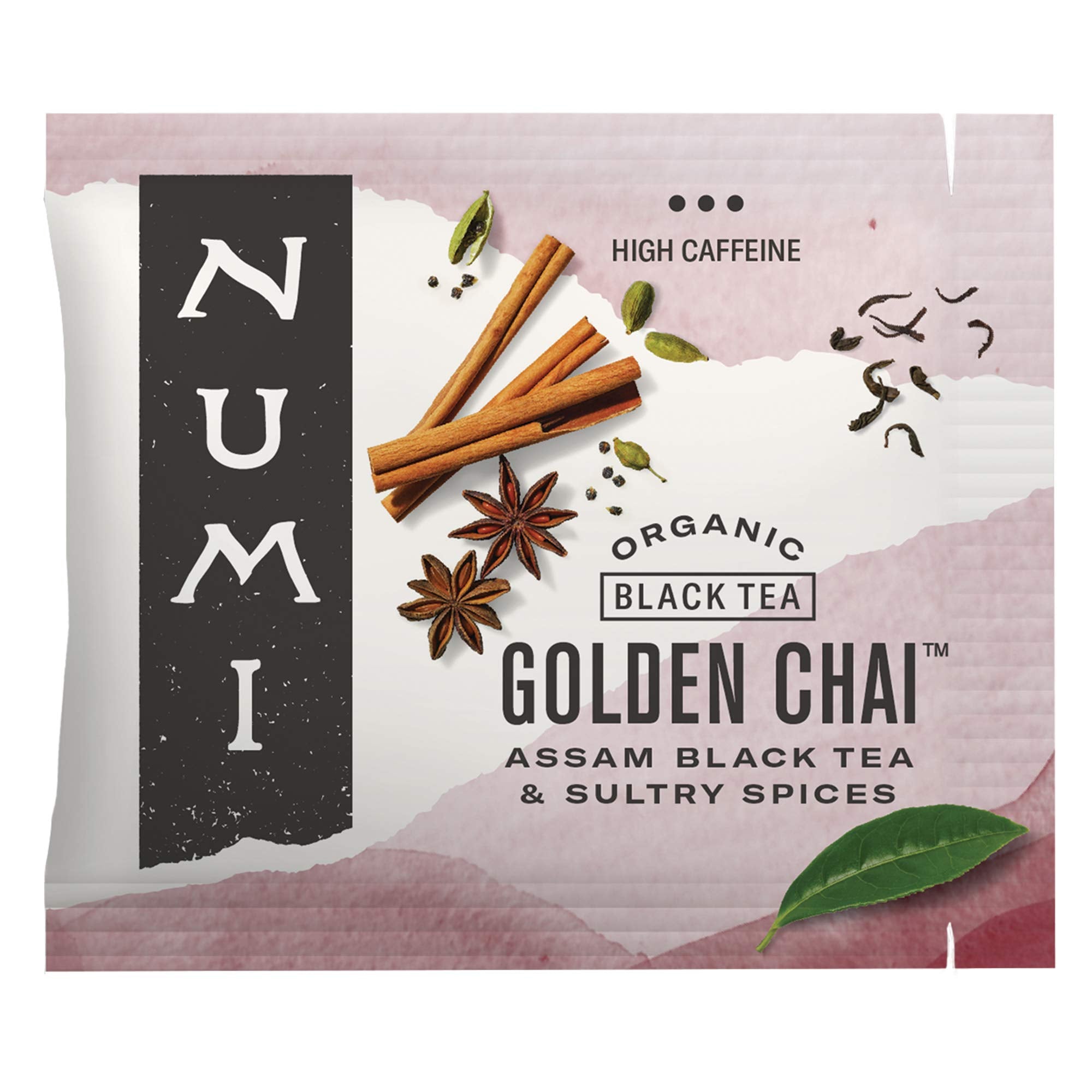 Numi Golden Chai tea bags ready for a bold morning brew