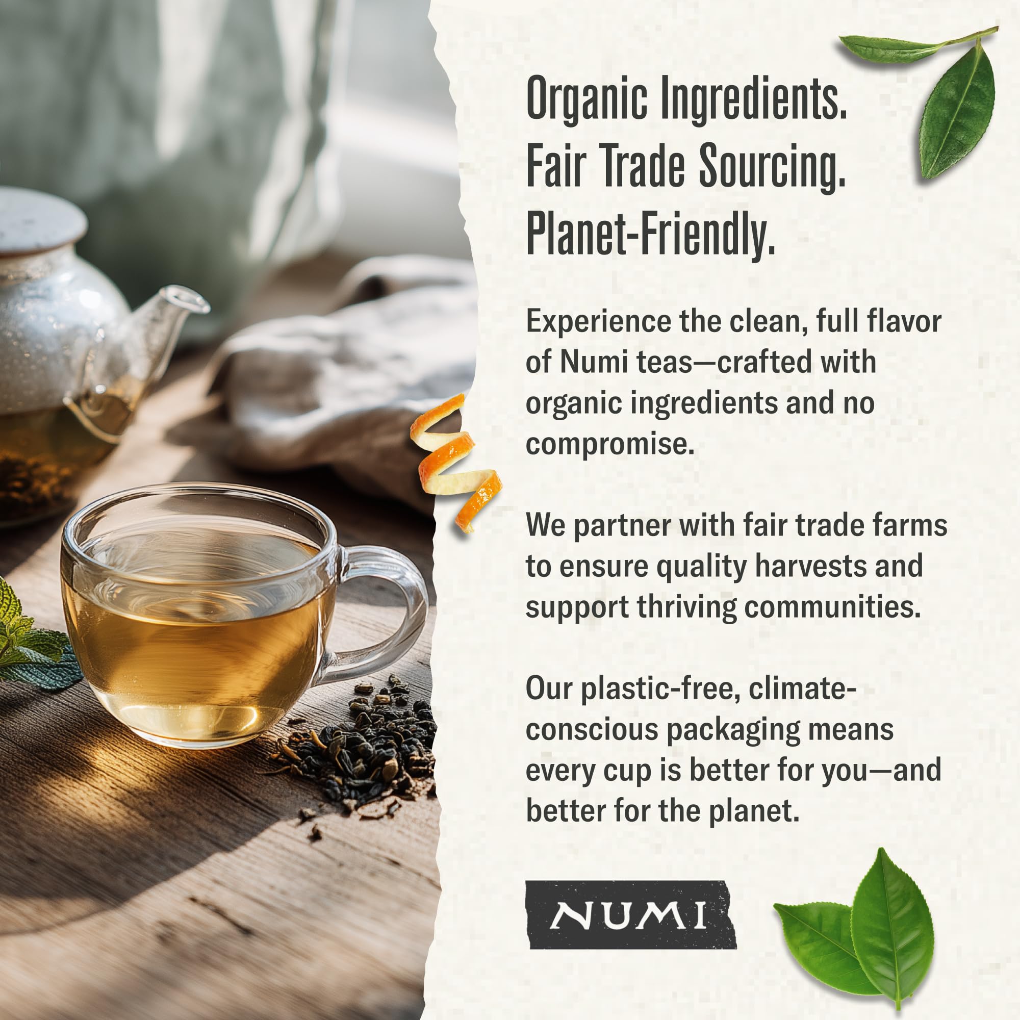Numi microplastic-free bags for plastic-free tea ritual.