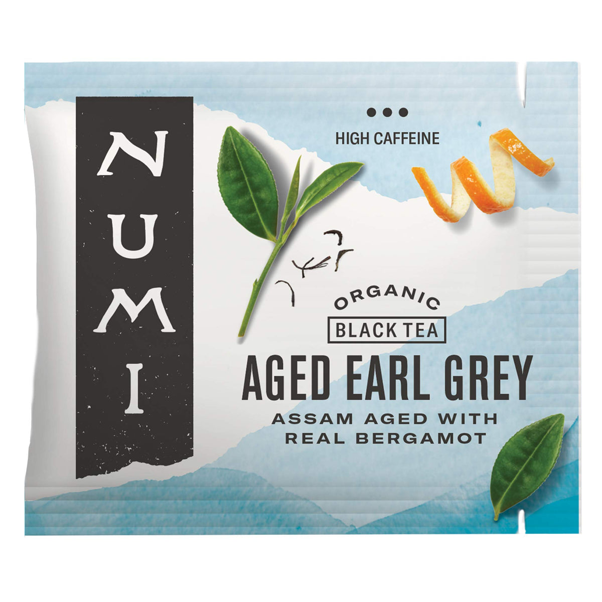 Numi Organic Aged Earl Grey packaging highlighting sustainable design.