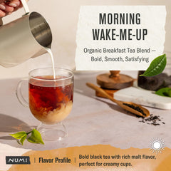 Numi Organic Black Tea leaves blend shown for rich, full-bodied flavor