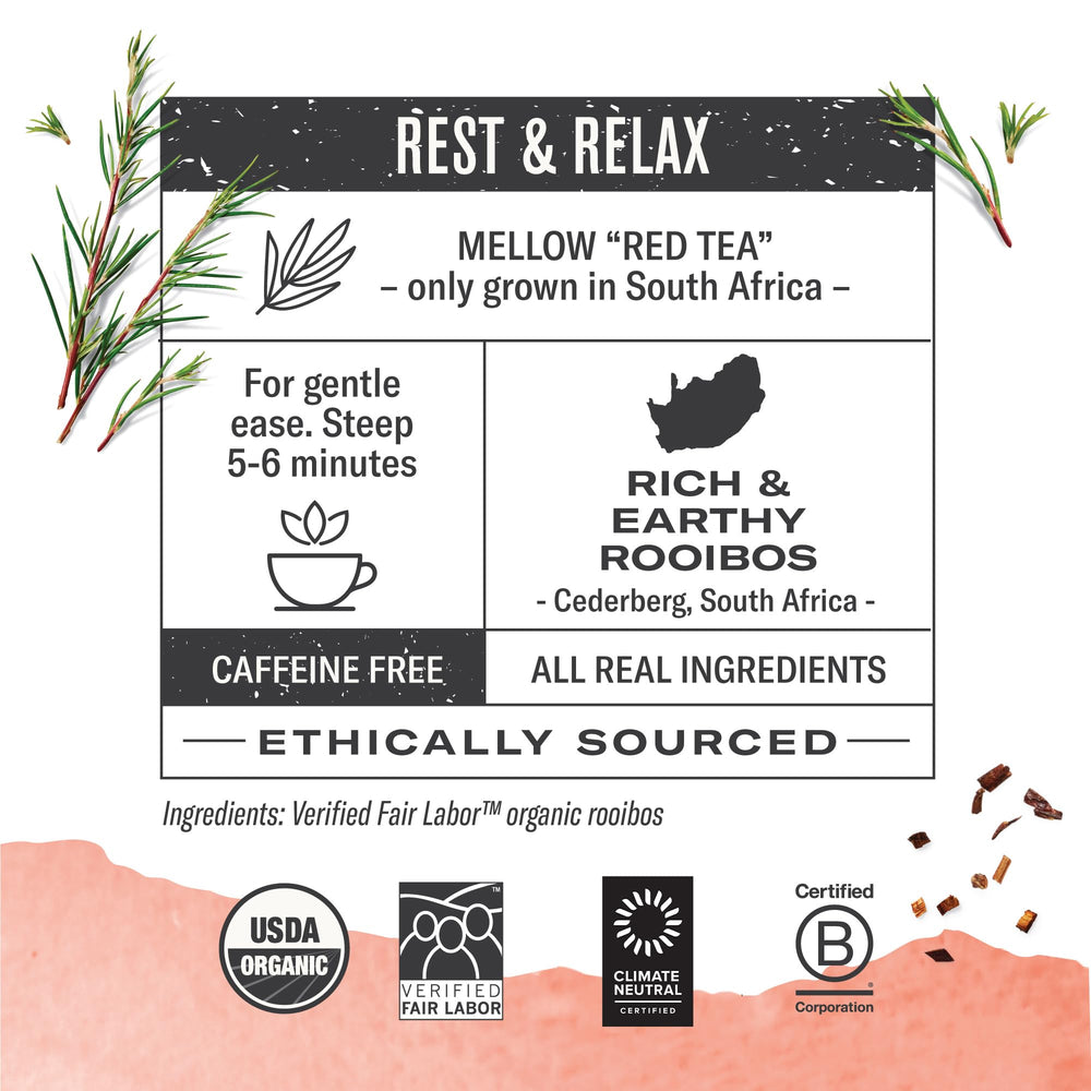 Numi Rooibos caffeine-free-cup provides a calming, anytime beverage.