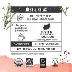 Numi Rooibos caffeine-free-cup provides a calming, anytime beverage.