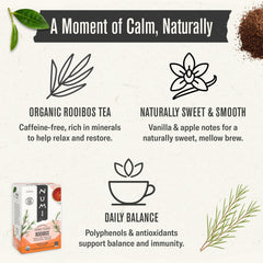 Numi Rooibos aroma close-up emphasizing pure, additive-free rooibos from Cederberg.