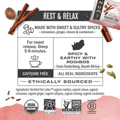 Numi Rooibos tea bags steeping for a caffeine-free evening ritual